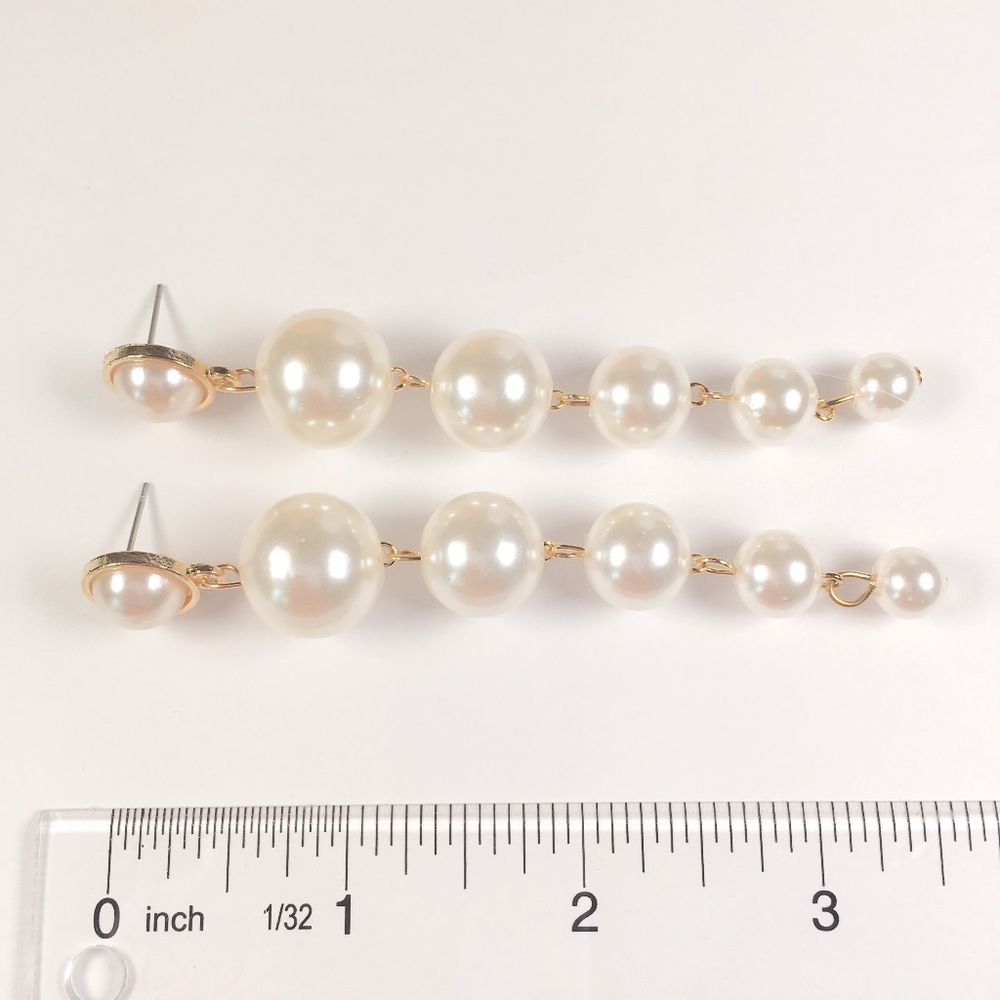 Pearl Cascade Drop Dangle Earrings - Picture 8 of 8